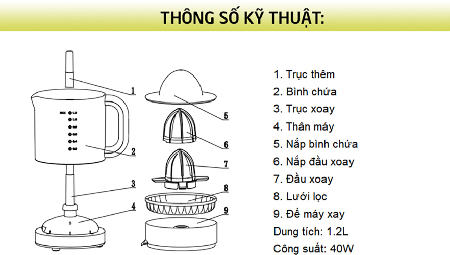 Máy Vắt Cam Lock&amp;Lock EJJ241 (40W - 1.2 Lít) - Hàng chính hãng