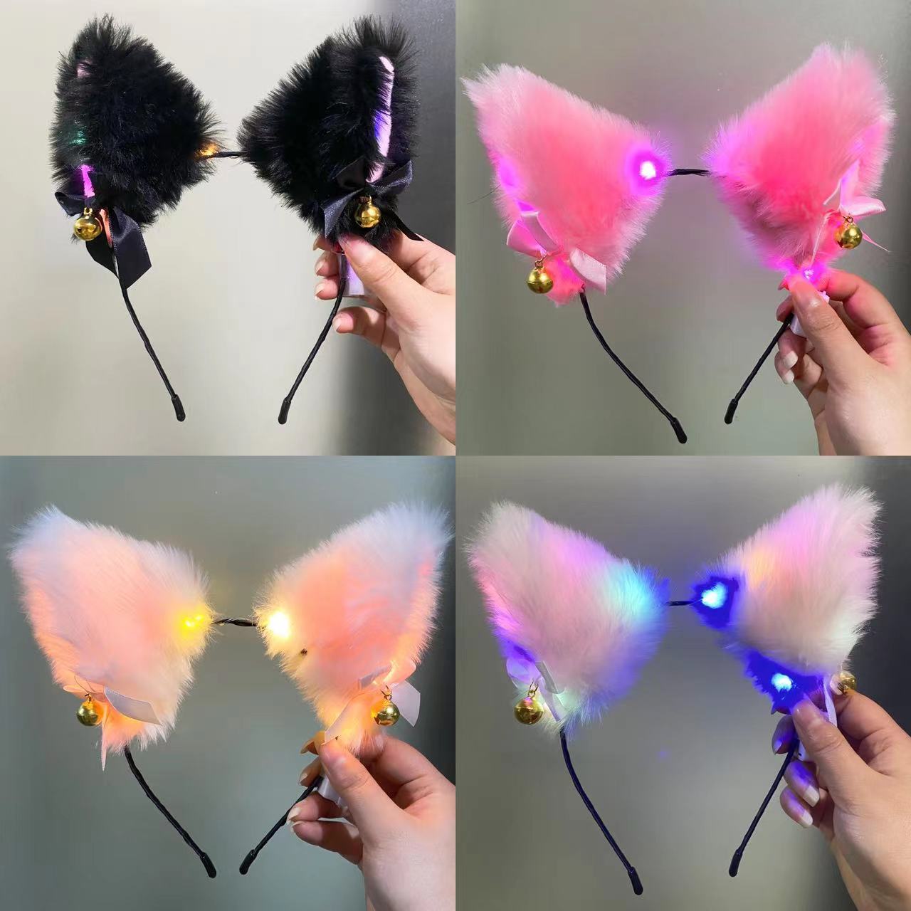 BĂNG ĐÔ TAI CÁO LÔNG MỀM CÓ ĐÈN LED PHÁT SÁNG CÀI TÓC CUTE