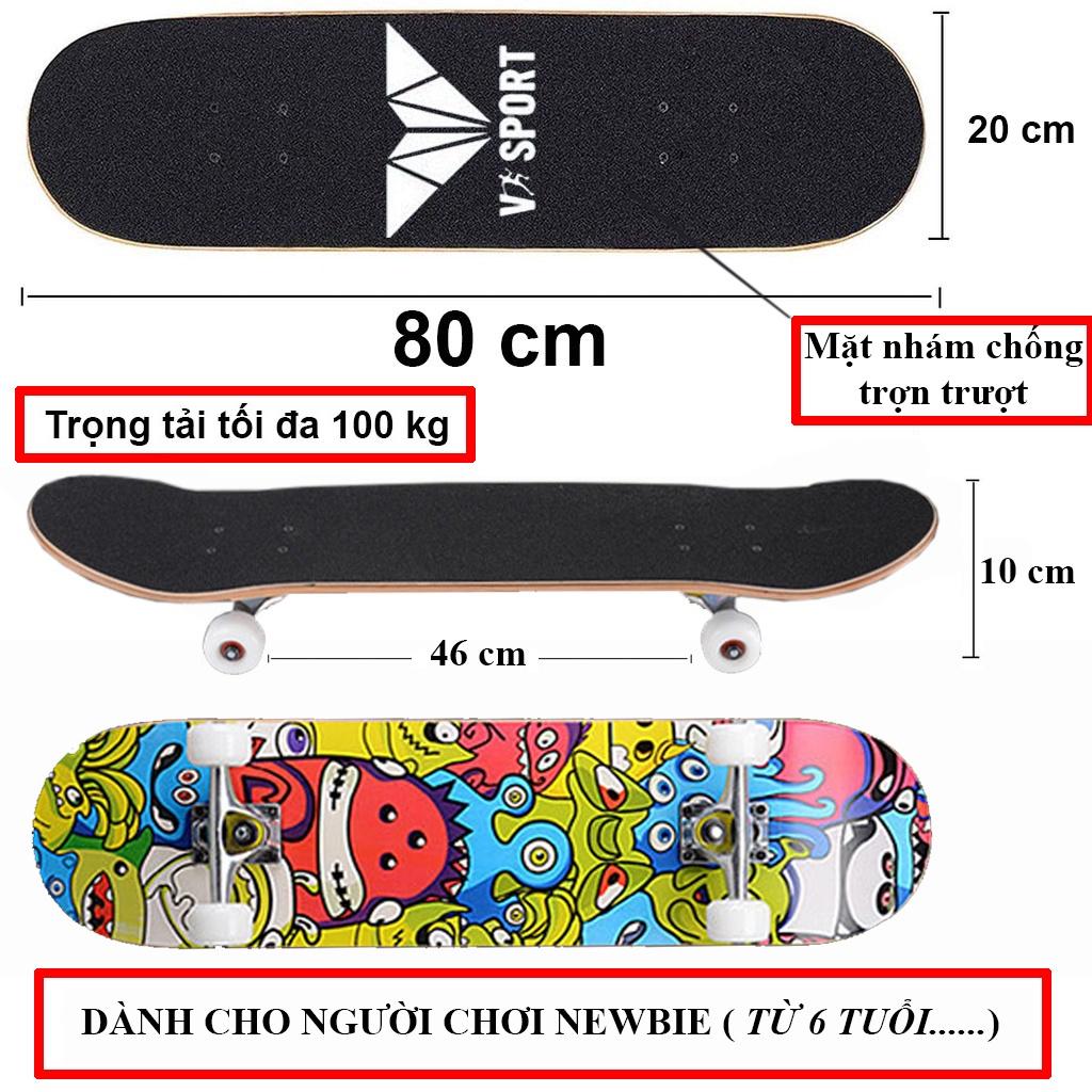 Ván Trượt Người Lớn Skateboard Thể Thao Chất Liệu Gỗ Phong Ép Cao Cấp 7 Lớp Mặt Nhám