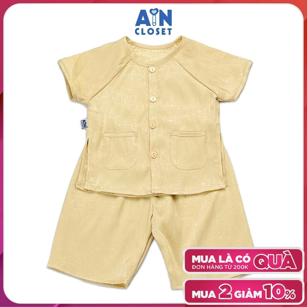 Bộ quần áo Bà ba lửng unisex cho bé hoa văn Vân Gỗ gấm nâu sữa - AICDBTW02EXX - AIN Closet