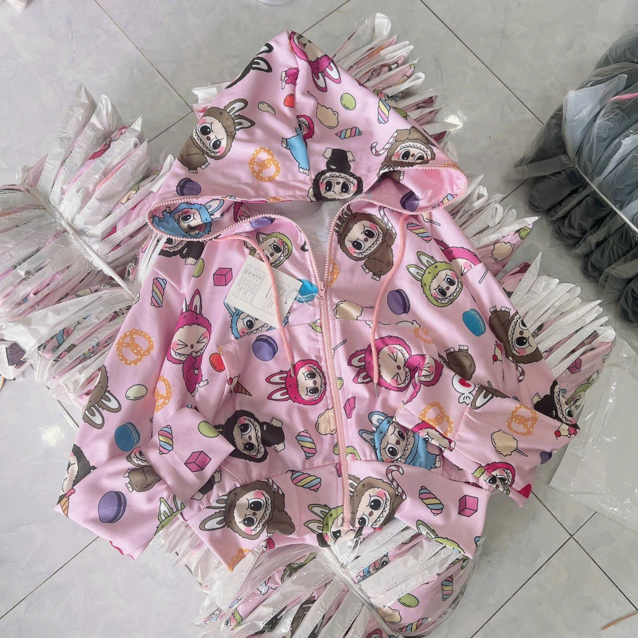 Áo khoác LaBuBu chất thun gân hoạ tiết xinh iu, dễ thương cho nữ, jack top women