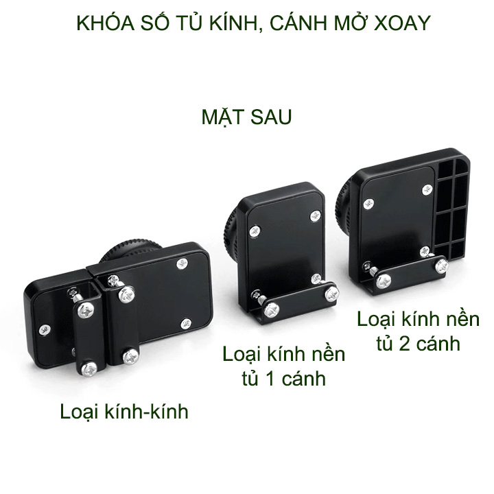 Khóa số tủ kính bằng hợp kim, loại 1 hoặc 2 cánh mở xoay, có thể thay đổi mã số