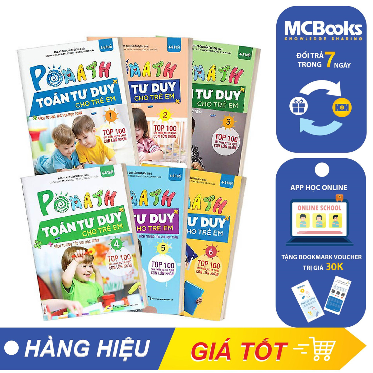 Combo Trọn Bộ Sách PoMath - Toán Tư Duy Cho Trẻ Em 4-6 Tuổi (6 cuốn) tặng kèm bookmark 