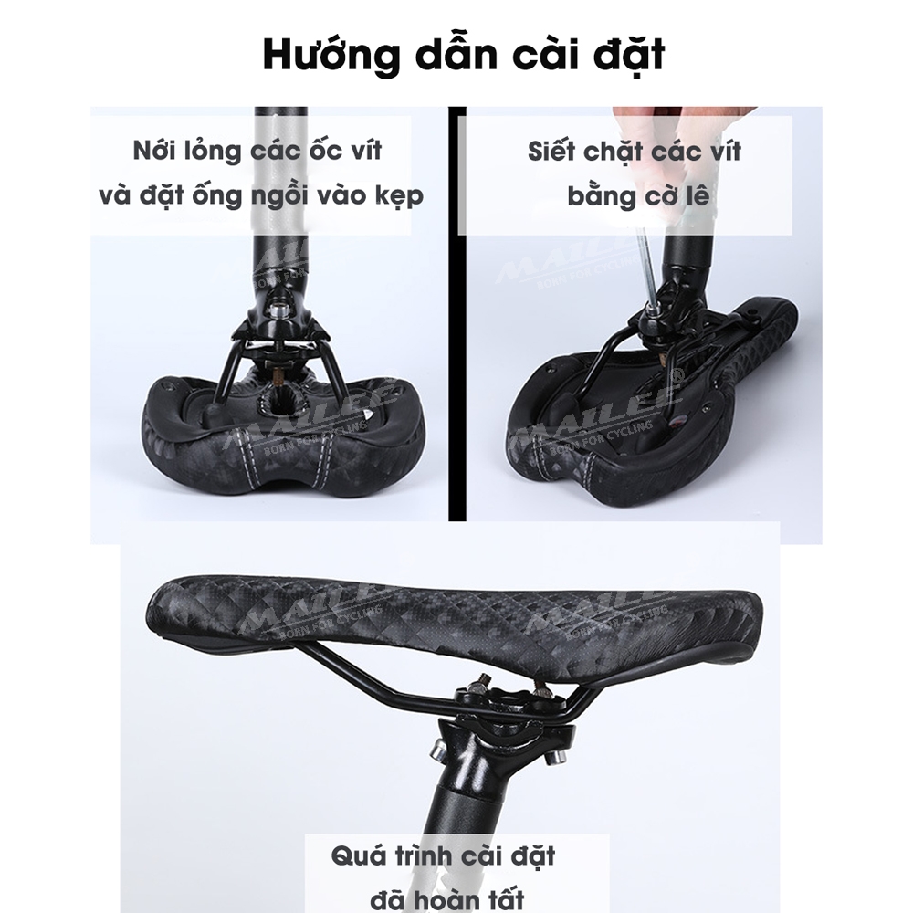 Đệm yên xe đạp đường trường touring BSH-01 chống thấm nước và chống trượt, da PU, kích thước 28 x 14 cm - Mai Lee