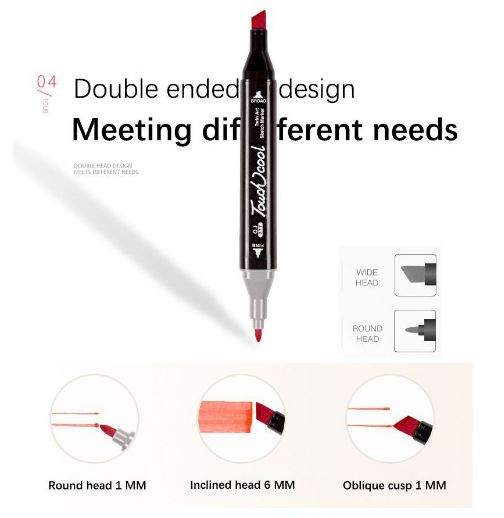 BÚT MÀU MARKER TOUCHCOOL TÚI VẢI CÓ ĐẾ - ĐỦ BỘ 30/40/48/60/80 MÀU, VẼ ANIME PHONG CẢNH - HÀNG CHÍNH HÃNG