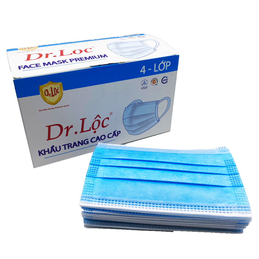 Khẩu Trang Y Tế Dr Lộc 4 Lớp Cho Bé - Màu Xanh