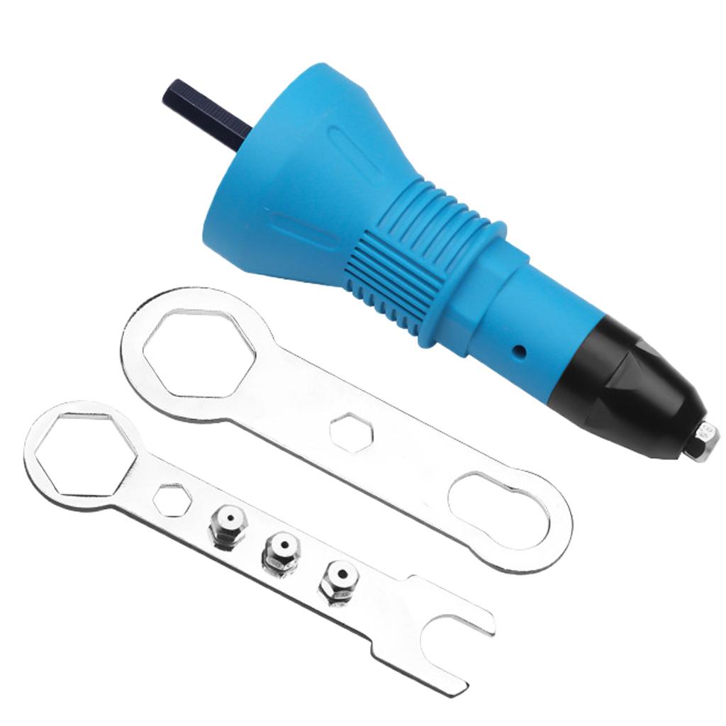 Rivet Gun Adaptor for Cordless Drill Electric Nut Riveting Riveter Tool-Blue