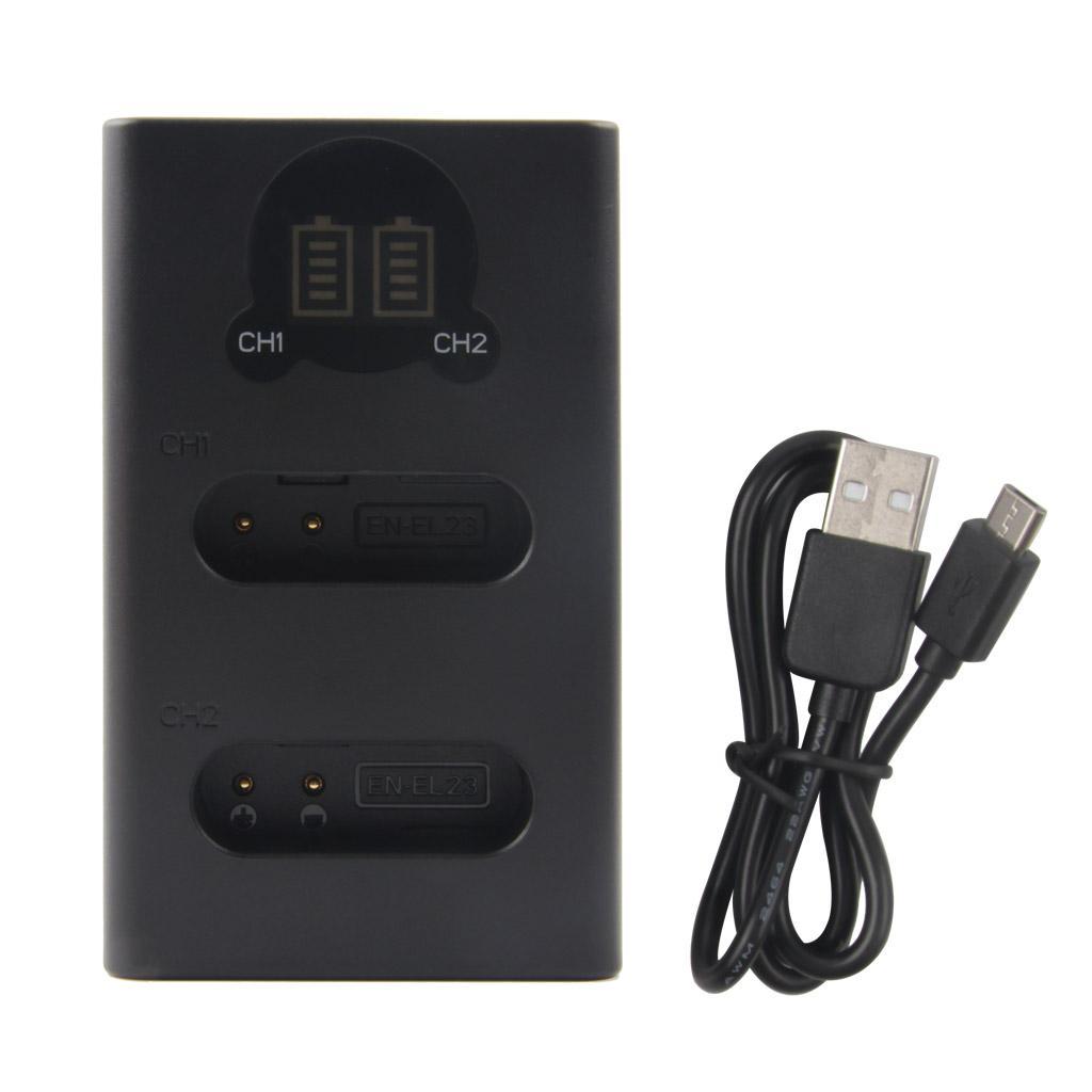 Camera Battery Charging Station 2 Slot Charger with LCD Display for ENEL23