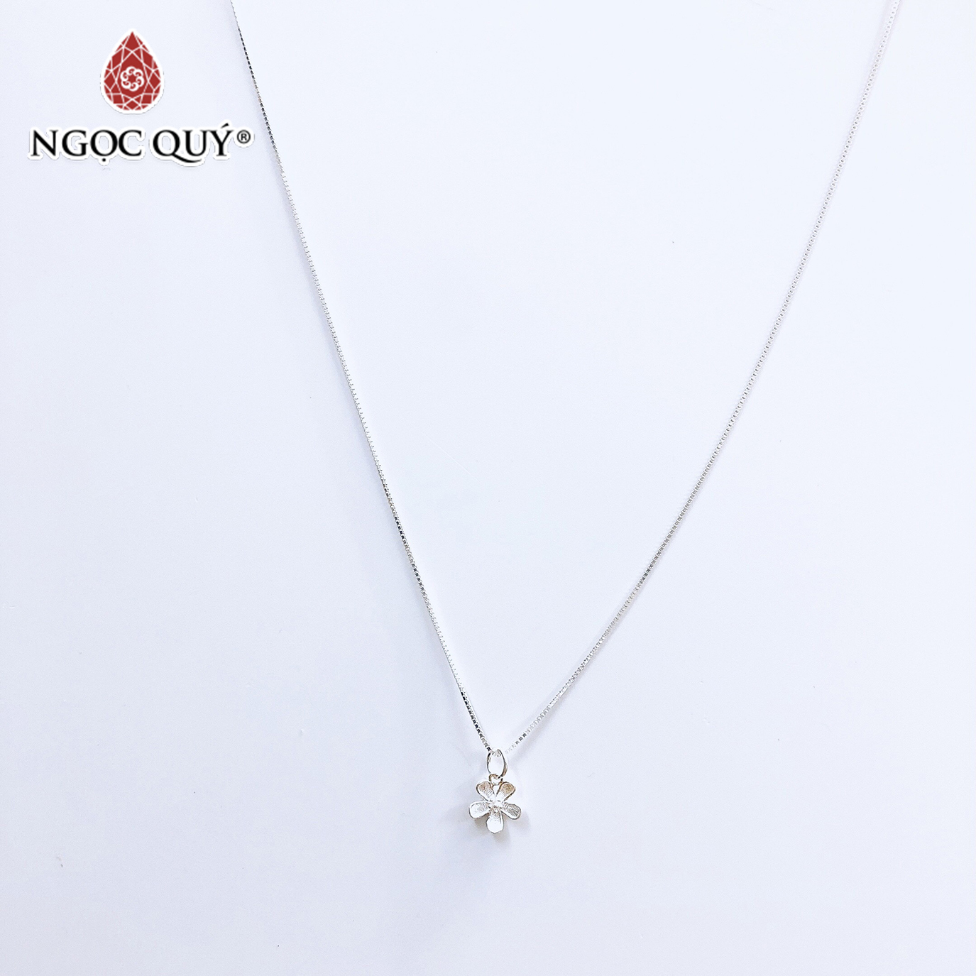 Dây chuyền bạc mặt hoa 5 cánh - Ngọc Quý Gemstones