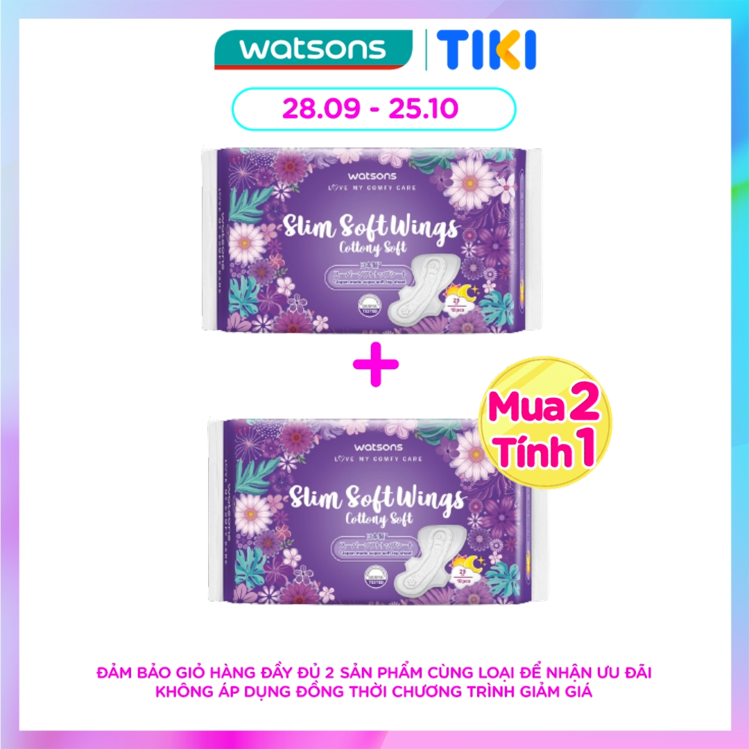 Băng Vệ Sinh Watsons Slim Soft Wing Cottony Soft 29cm Loại Mỏng Có Cánh Ngày Và Đêm 18 Miếng