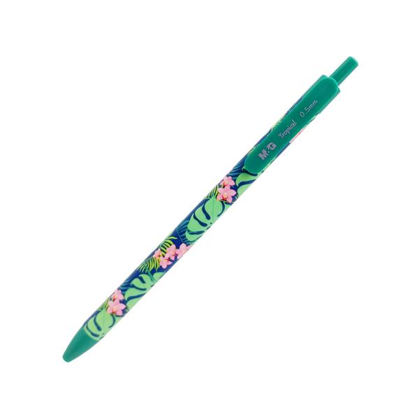 Bút Bi Bấm 0.5mm - M&amp;G ABP46480 - Thân Bút Xanh Lá - Mực Xanh