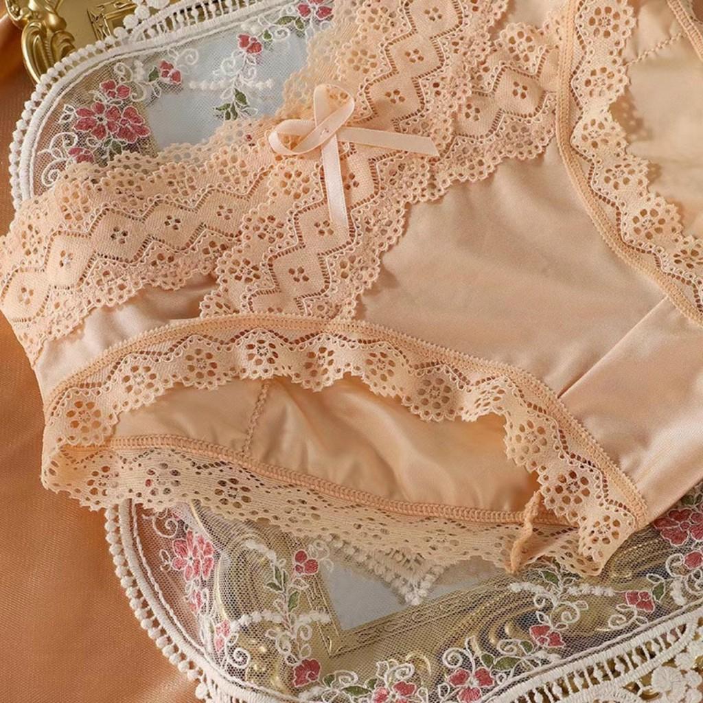 QUẦN LÓT LỤA PHỐI CẠP CHÉO REN ĐÍNH NƠ MẪU MỚI 1720