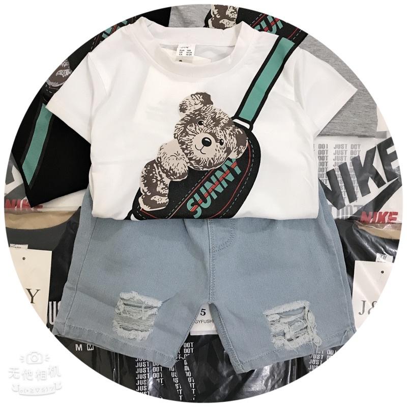 Áo Thun Ngắn Tay In Hình Con Gấu Bé Trai & Bé Gái Từ 8-22KG - ZIN KID SHOP