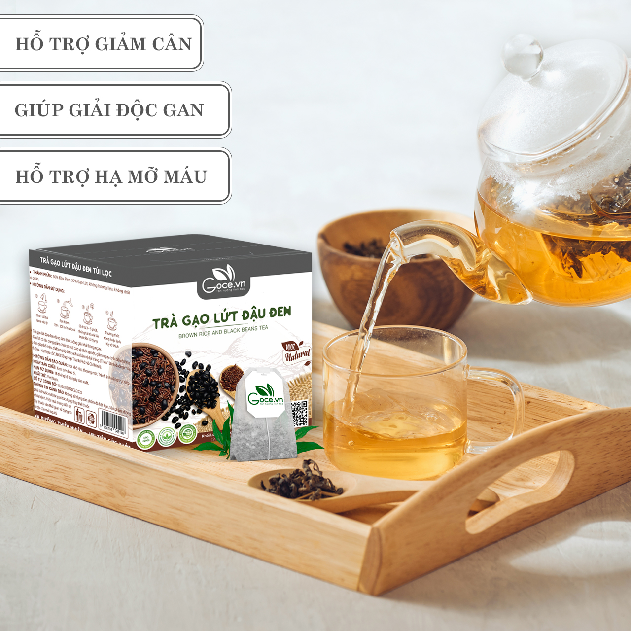 Trà gạo lứt đậu đen túi lọc Goce - Ổn định đường huyết