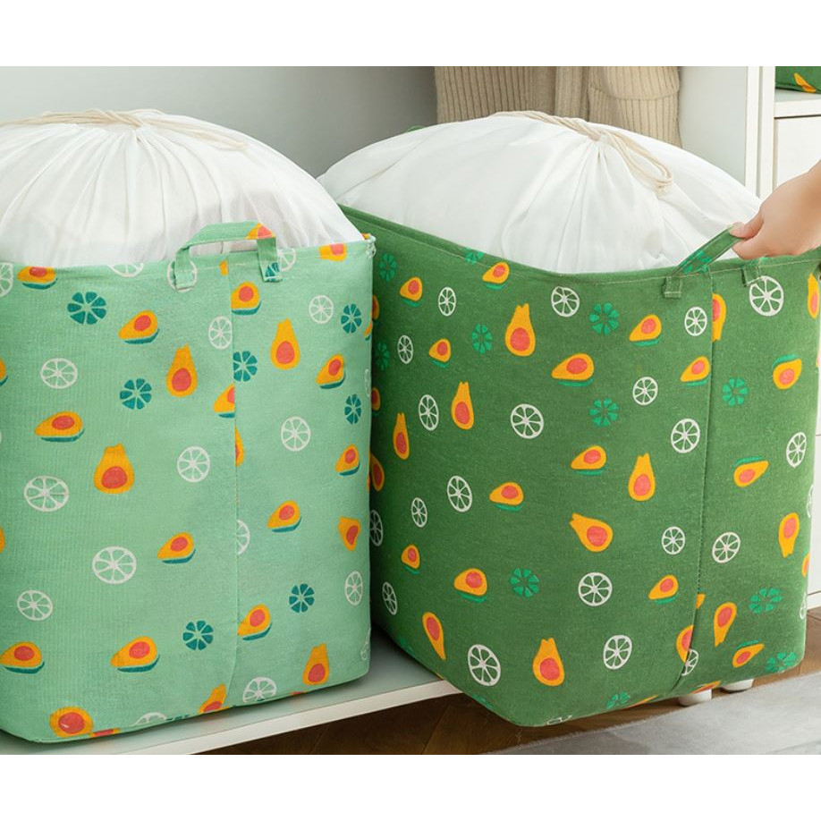 Combo 2 Túi Bạt Đựng Quần Áo, Chăn Mền  Chống Thấm Nước, Bộ 2 Giỏ Sọt Đựng Đồ Dơ Họa Tiết Vintage miDoctor