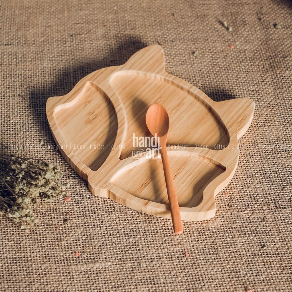 Khay gỗ tre con cáo - Khay gỗ tre ăn dặm - Bamboo wooden tray