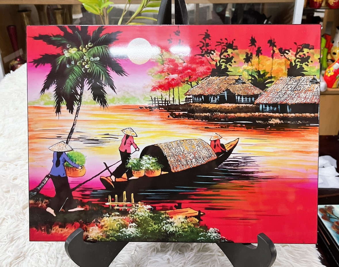 Tranh sơn mài - ĐỒNG QUÊ VIỆT NAM -Hàng xuất khẩu size 30x40 cm