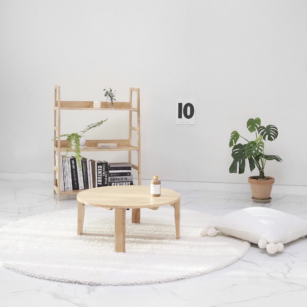 Bàn Tròn Ngồi Bệt Gấp Gọn Cao Cấp - Size 60x60x26cm | Gỗ Tần Bì Nhập Khẩu Châu Âu