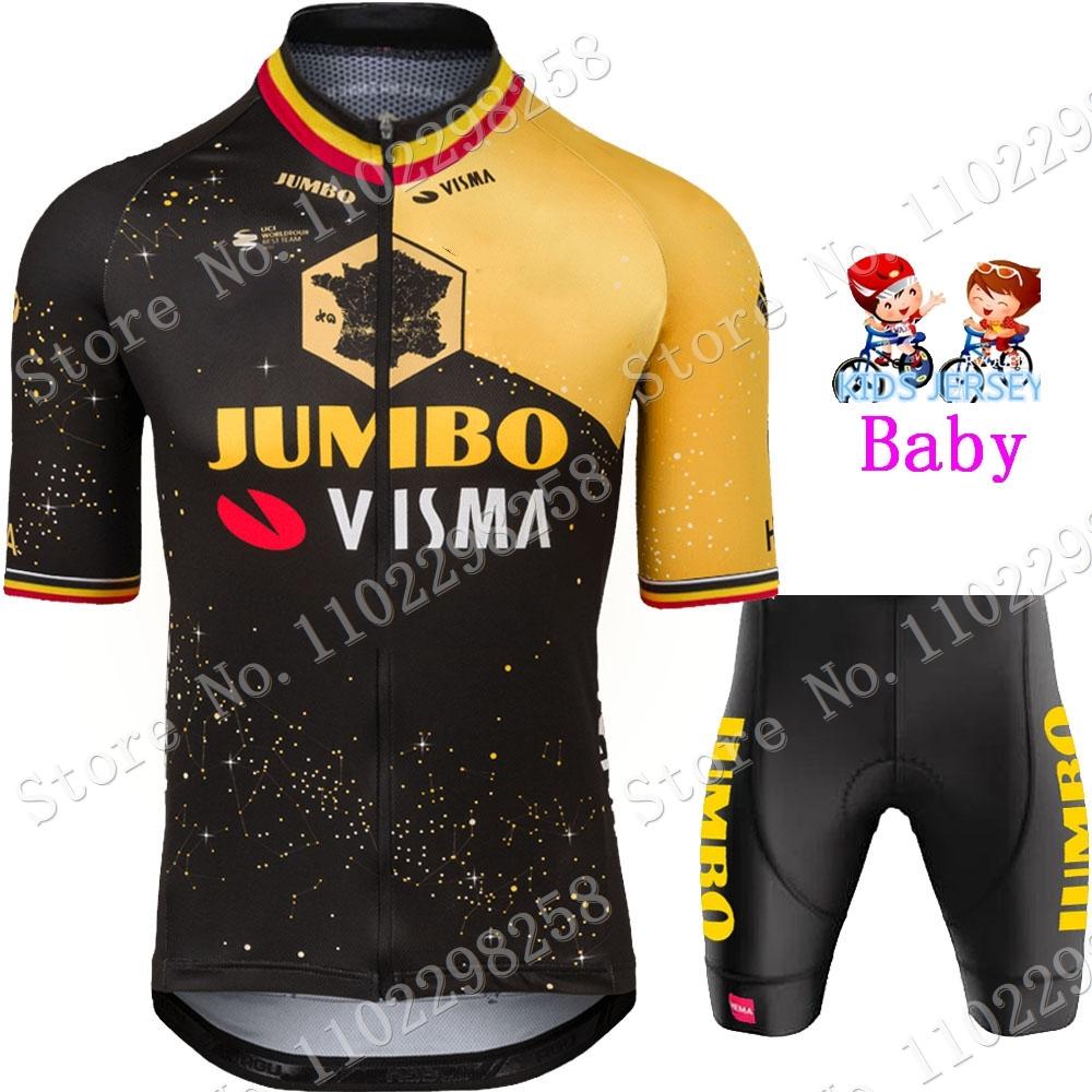 Trẻ Em Bỉ Jumbo Visma TDF 2023 Đội Tuyển Đi Xe Đạp Jersey Bộ Bé Trai Bé Gái Đi Xe Đạp Quần Áo Xe Đạp Trẻ Em Phù Hợp Với MTB Ropa Maillot Color: 4 Size: XS