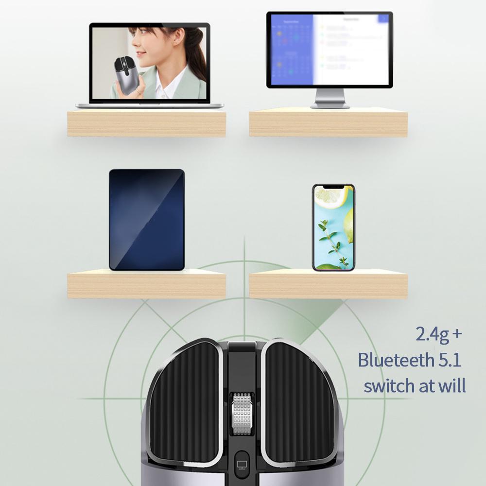 Mới Nhất Bluetooth Thời Trang Chuột Không Dây Chơi Game KOK WiFi Bluetooth 5.1 & 2.4G Quang Kim Loại Chuột Di Động