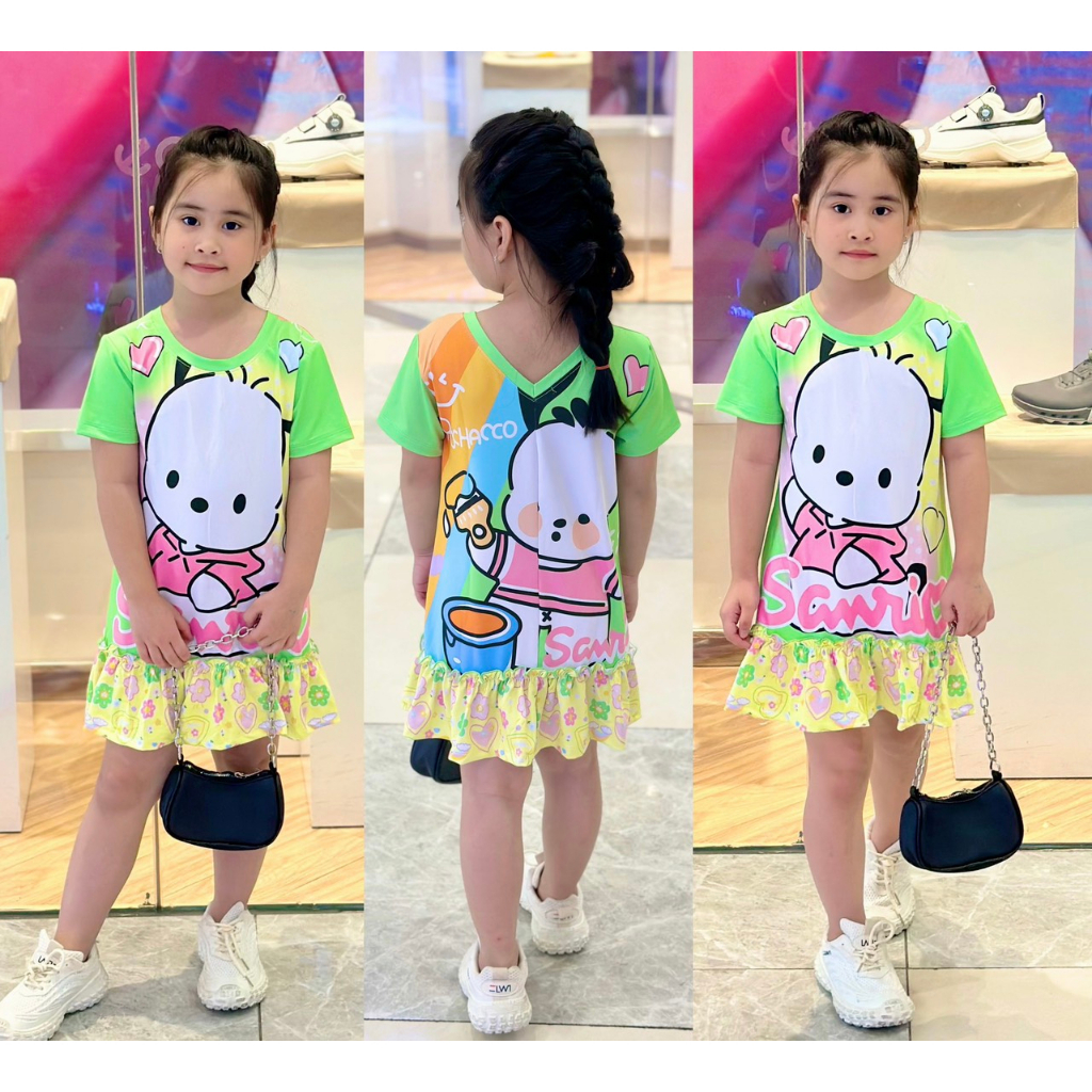 Đầm váy suông babydoll mùa hè cho bé gái size 12-40kg chất thun lạnh mềm mát