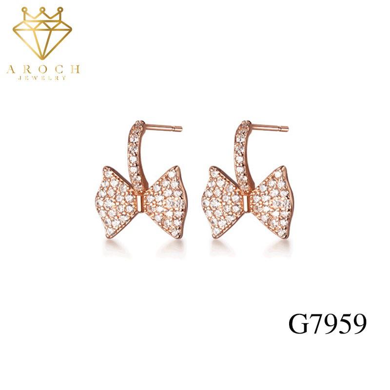 Khuyên tai bạc Ý s925 cánh bướm hồng xinh G7595 - AROCH Jewelry