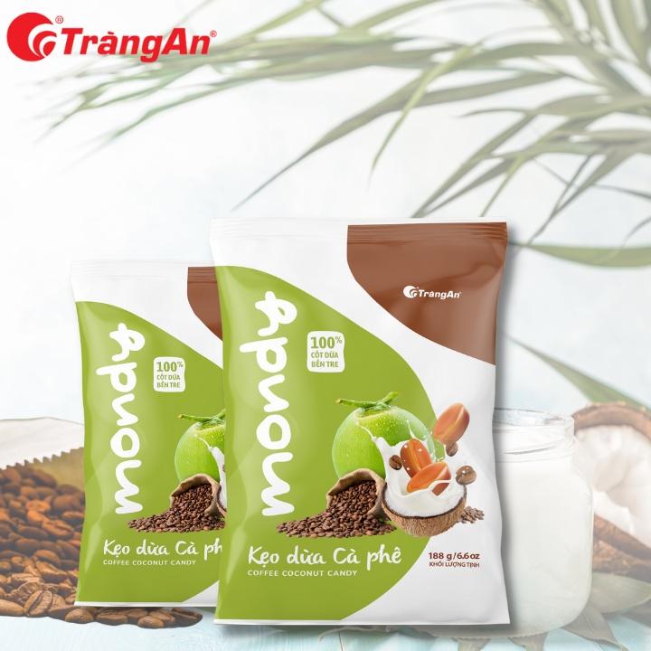 Combo 2 gói kẹo dừa cà phê Mondy, nguyên liệu dừa Bến Tre, thương hiệu Tràng An, hạn sử dụng 12 tháng