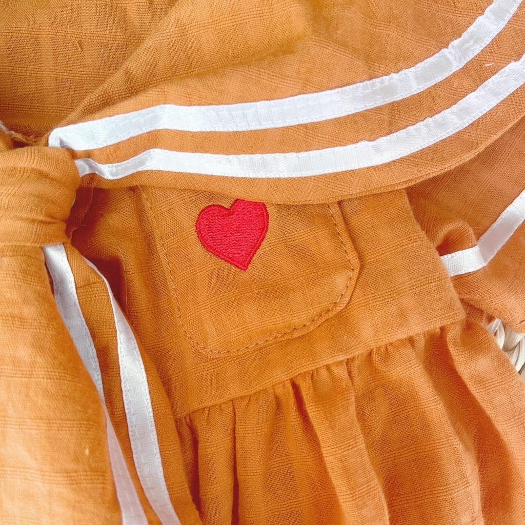 Váy thuỷ thủ hoạ tiết tim cúc mỏ neo màu hồng, vàng vải thô xô cotton mềm mát thấm hút mồ hôi cực tốt