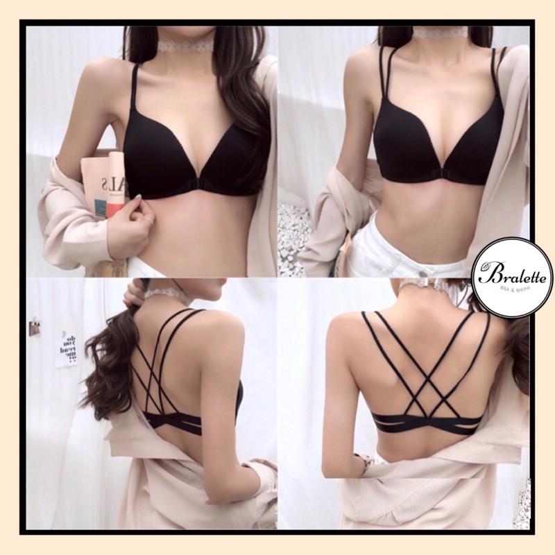 Áo bra đúc không đường may, áo lót nữ có mút bàn tay, khoá cài trước A810