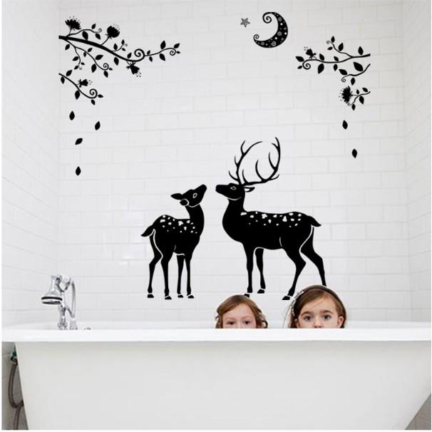 Decal trang trí tường - Cặp Nai Bắc Âu Đen đẳng cấp