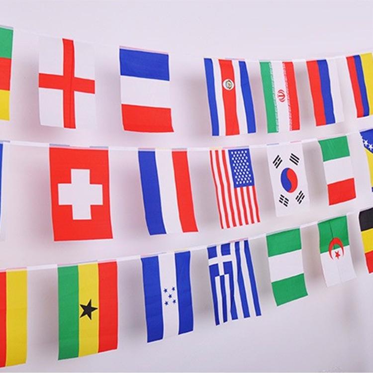 Cờ Dây Các Nước dài 12m gồm 50 lá cờ chất liệu bằng vải in kỹ thuật số