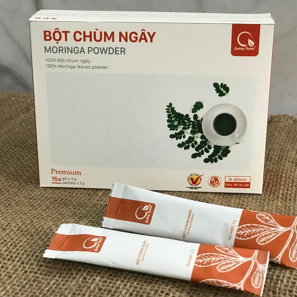 Hộp Bột Chùm Ngây Quảng Thanh gói nhỏ 15x3g - Bổ sung vitamin và nguồn dinh dưỡng -  Phòng ngừa nhiều bệnh nguy hiểm