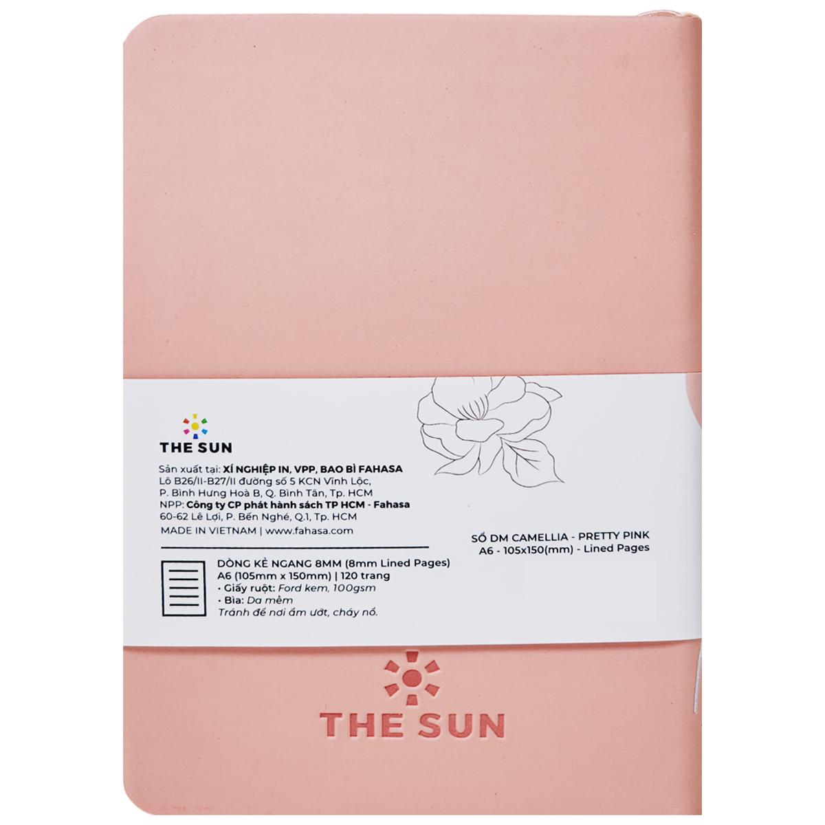 Sổ Da Bìa Cứng Camellia A6 - Kẻ Ngang - 120 Trang 100gsm - The Sun - Pretty Pink