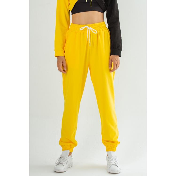 JOYLYAN - Bộ Đồ Thể Thao Nữ Joyce 100% Cotton Thiên Nhiên Gồm Áo Hoodie Dạng Croptop Dài Tay Có Mũ Trùm Đầu Phối Hai Màu