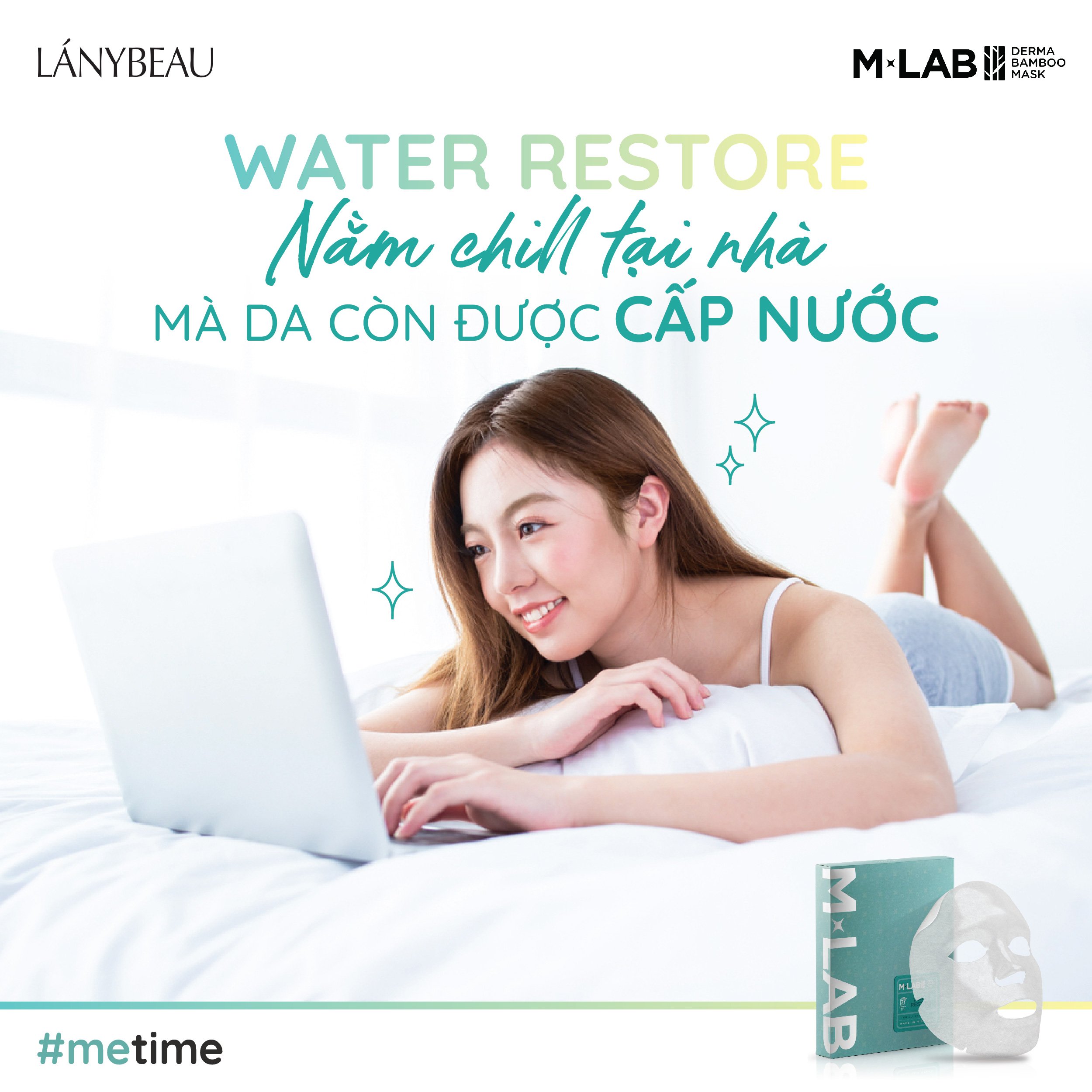 Hộp 7 miếng mặt nạ dưỡng da ẩm mịn, phục hồi M-Lab Derma Bamboo Mask - Water Restore