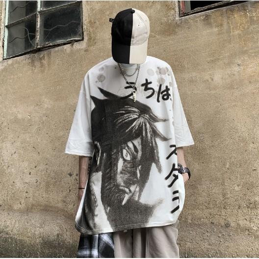 ÁO thun unisex ngắn tay dáng rộng phong cách Hip Hop in hình punk rock