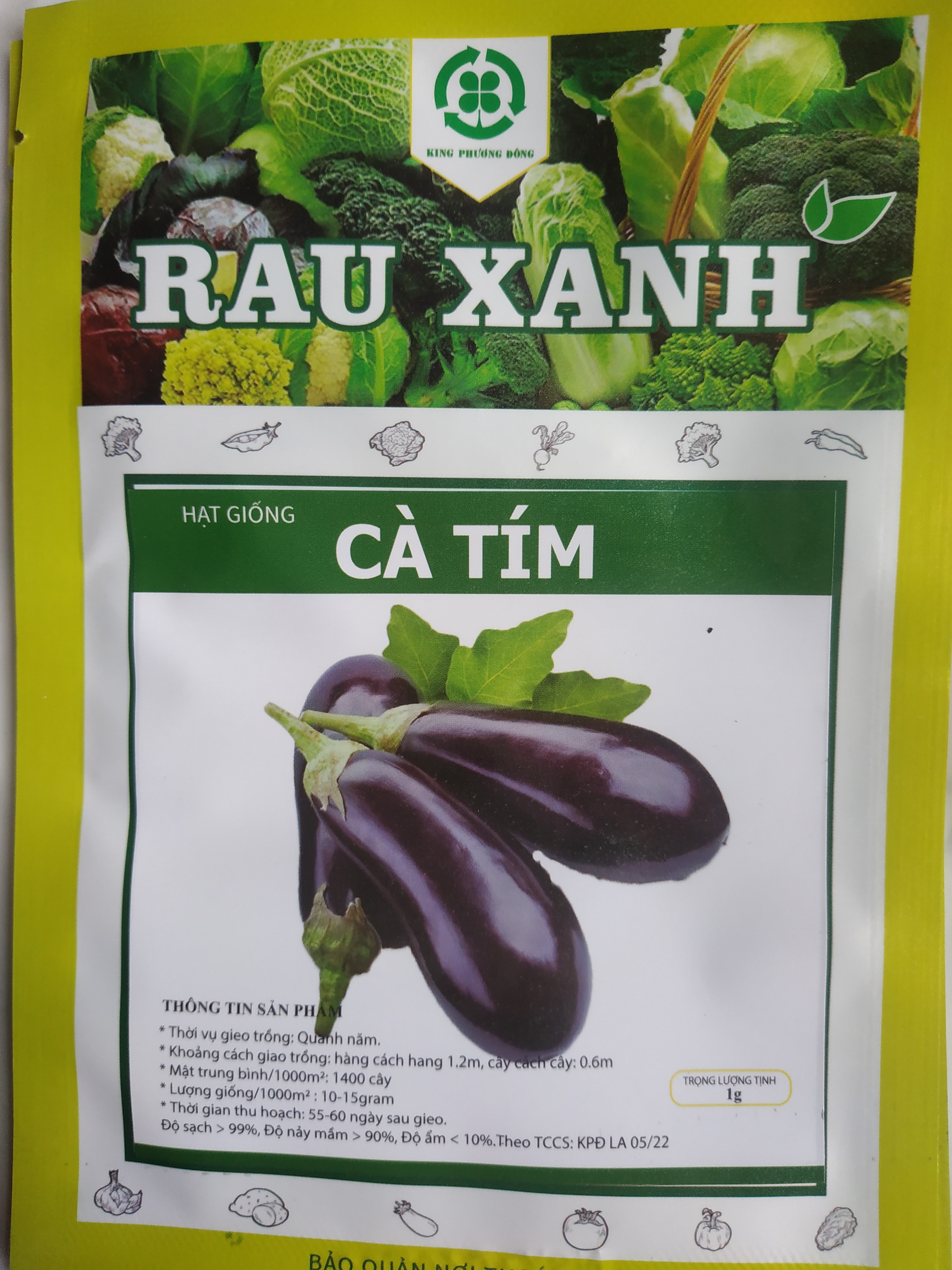 Combo 5 gói Hạt giống CÀ TÍM - gói 1 gram