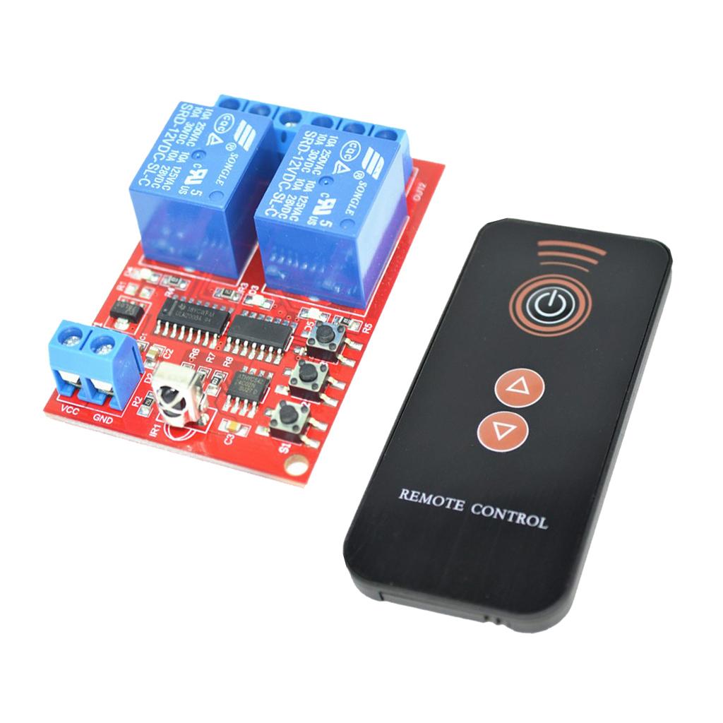 12V 2 Channel Infrared Switch Relay Driving Module Board + Black Switch