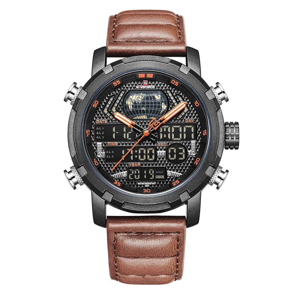 Đồng hồ NAVIFORCE 9160 Man Quartz hiển thị thời gian kép Ngày tháng Năm Mặt số Chế độ ban đêm không thấm nước