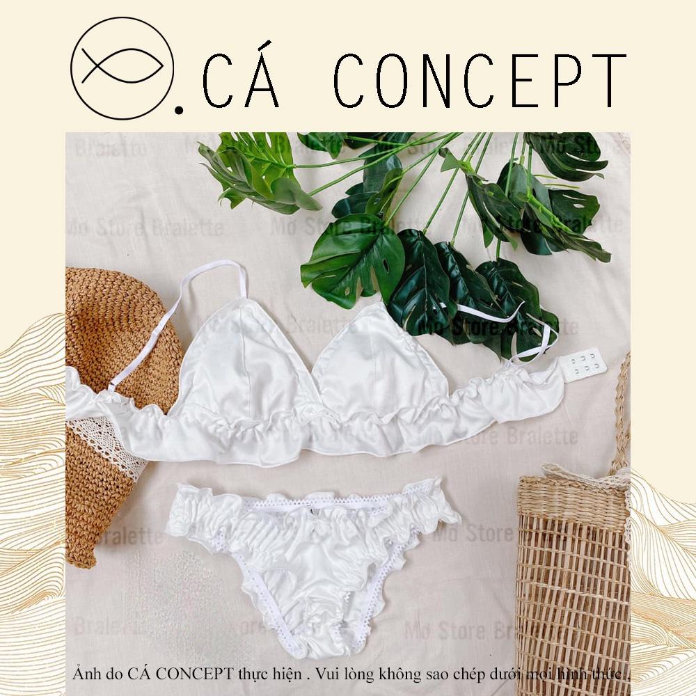 Set bra dún trắng nữ CÁ CONCEPT đồ lót thiết kế nữ bra trắng phi đủ size