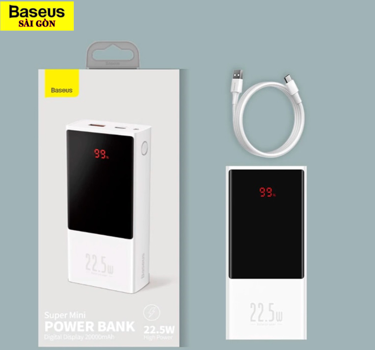 Pin dự phòng sạc nhanh 22.5W Baseus Super Mini Digital Display Power Bank ( 10000mAh / 20000mAh, màn hình LED)- Hàng chính hãng