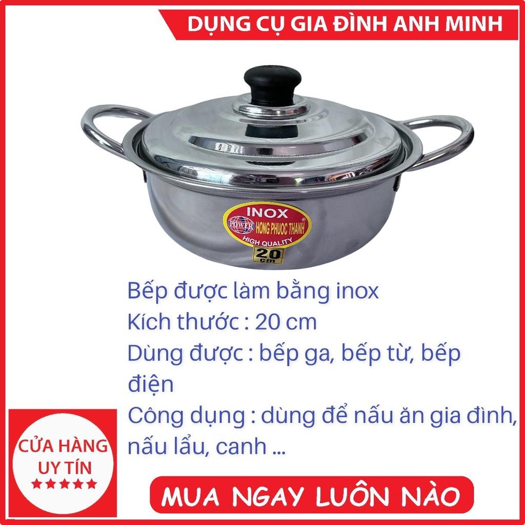 Nồi lẩu inox Nồi inox nấu bếp từ Nồi inox 304 Nồi inox 3 đáy Nồi inox nhỏ dùng trong gia đình -Dụng cụ gia đình Anh Minh