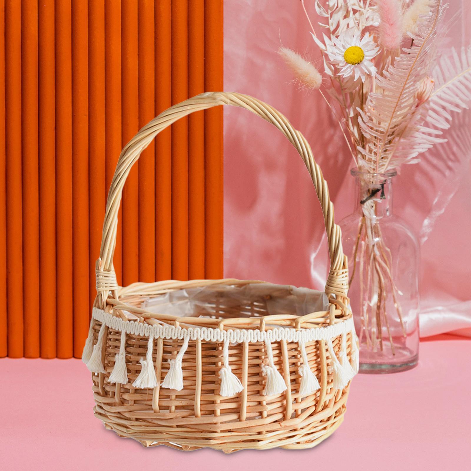 Storage Basket with Handle Picnic Basket Flower Girl Basket for Bedroom