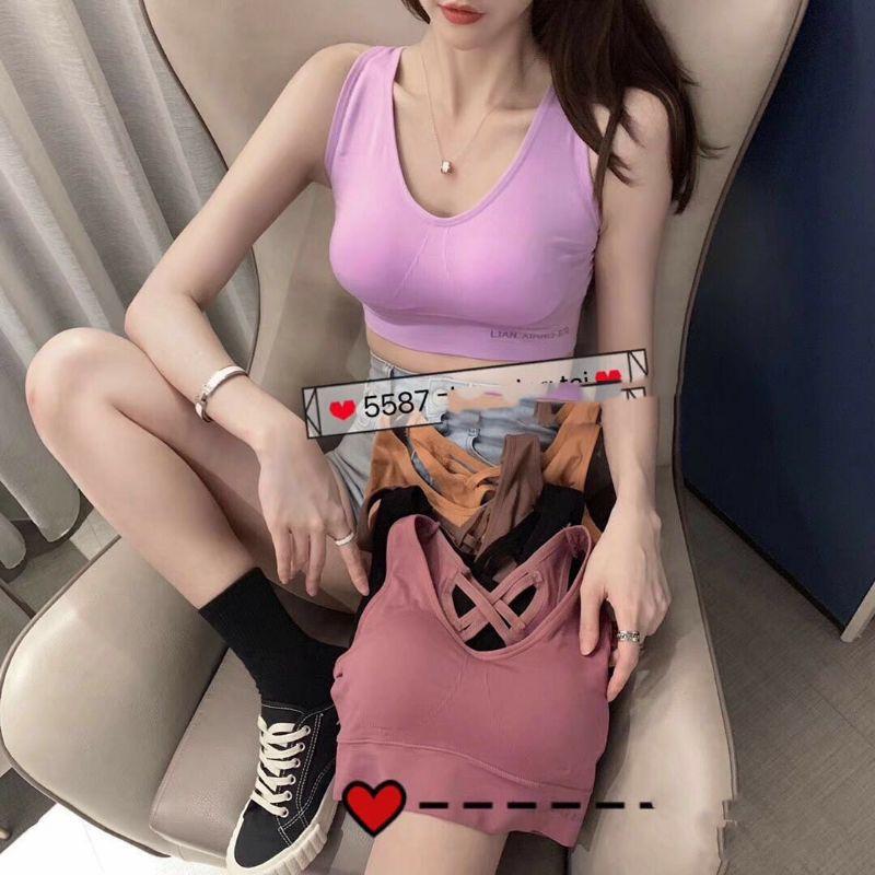 Áo bra tập gym thể thao dây chéo đan lưng mút vừa siêu đẹp