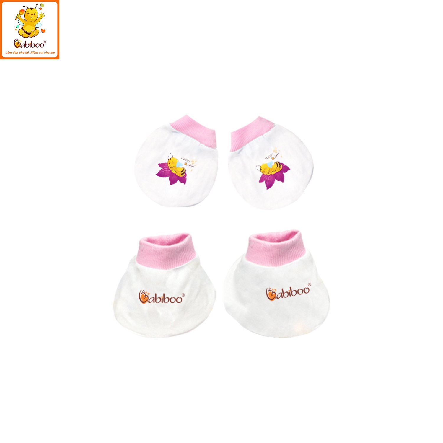 Bộ bao tay bao chân sơ sinh 100% cotton xinh xắn cho bé