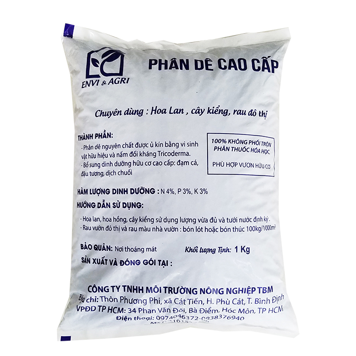 Phân dê cao cấp - chuyên dùng hoa lan, cây kiểng, rau đô thị (1kg/bịch) | Phù hợp vườn hữu cơ