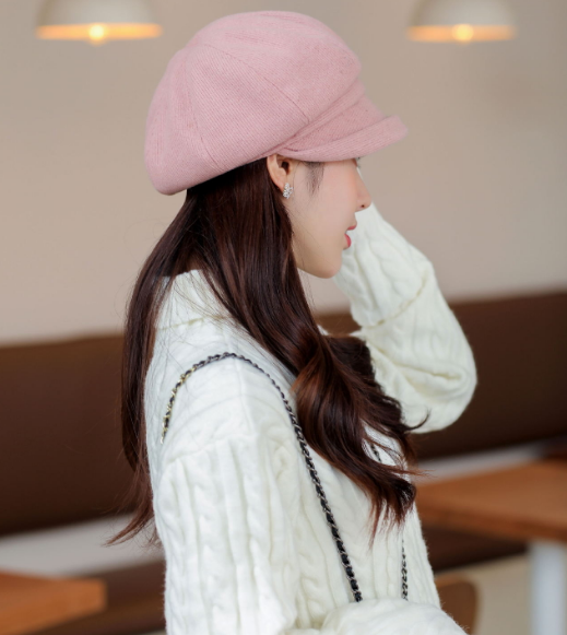 Mũ beret có vành dạ trơn cao cấp phong cách Hàn, nón nồi nữ thời trang mới