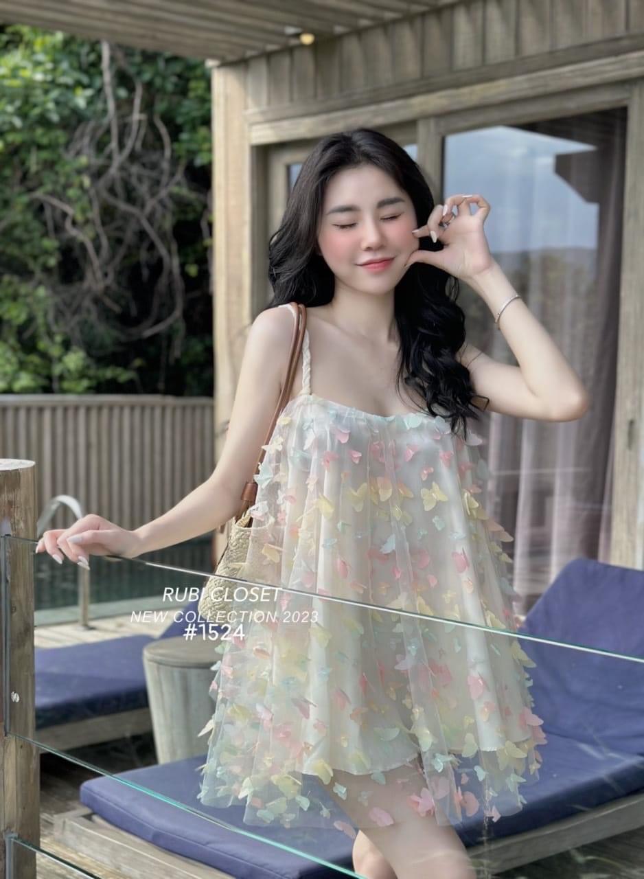 VÁY ĐI CHƠI, VÁY BABYDOLL TƠ CÁNH BƯỚM 2S SIÊU ĐẸP