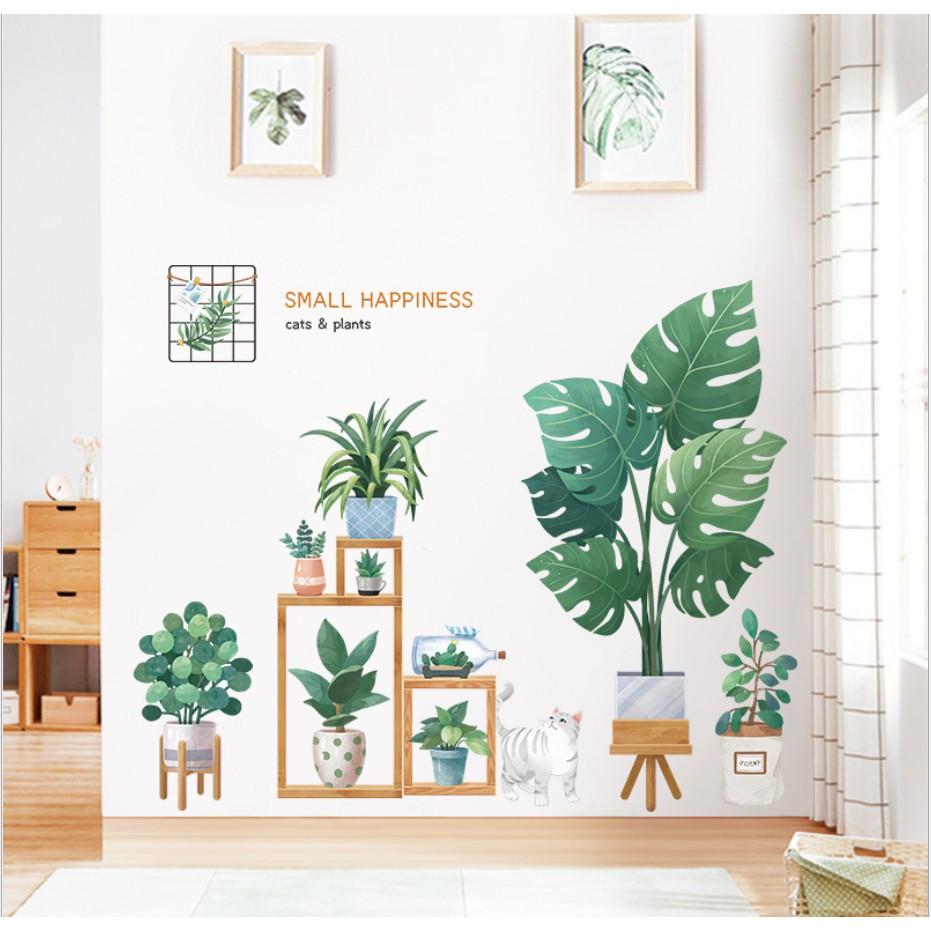 Decal trang trí tường - Nhiều châu cây xanh trang trí 04
