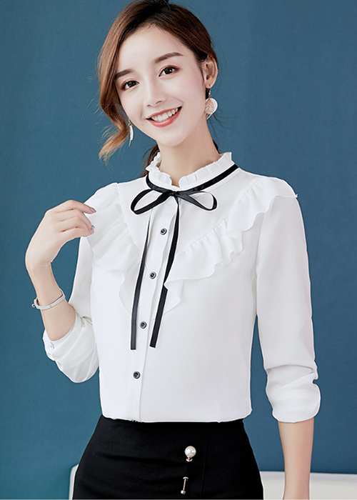 Áo Sơ Mi Nữ Cổ Đính Dây Nơ Thanh Lịch